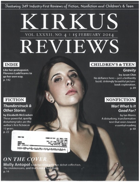 Молли Антополь на обложке журнала Kirkus Reviews, посвящённого рецензированию литературы
